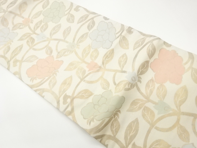 Nagoya obi woven with floral arabesque pattern